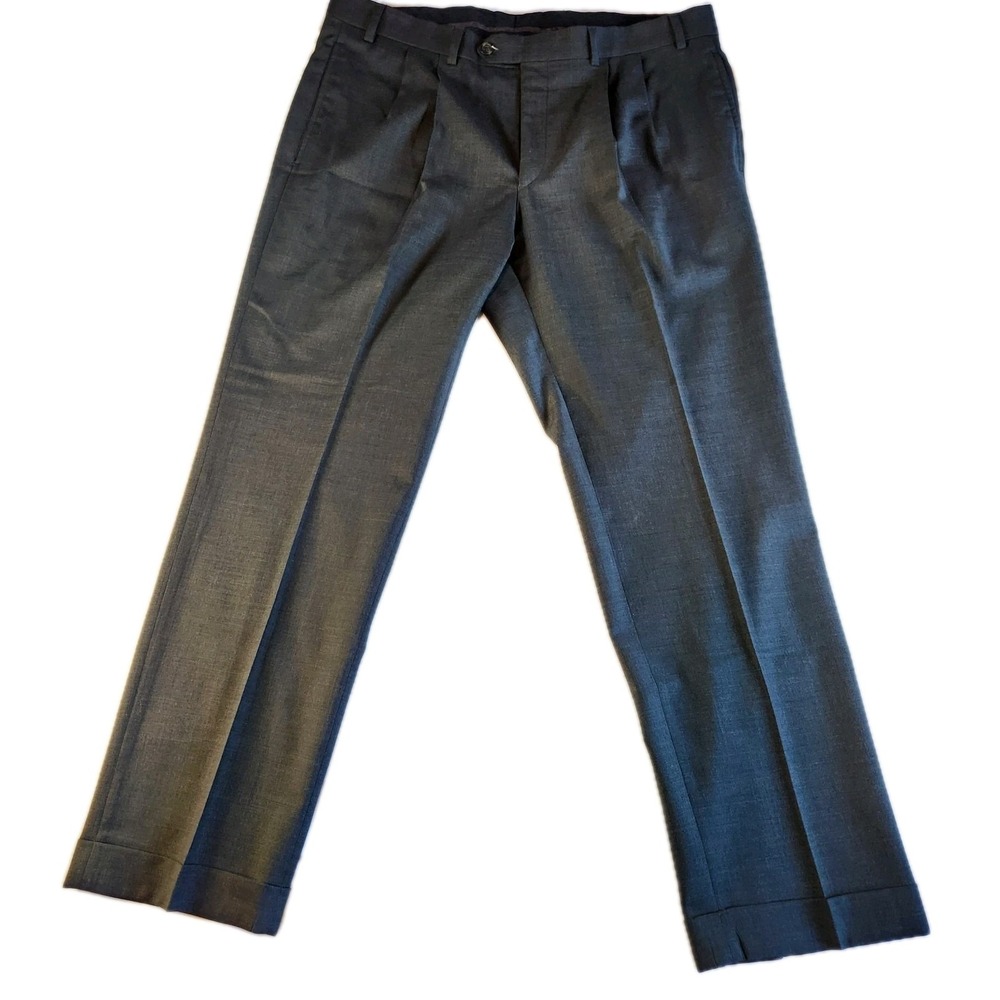 RALPH LAUREN High Performance Wool Pants Mens 36x30 Gray Pleated Cuffed